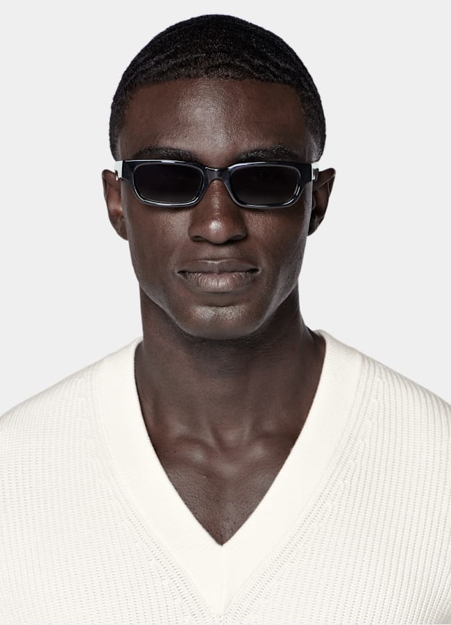 SUITSUPPLY Pure Cotton Off-White V-Neck