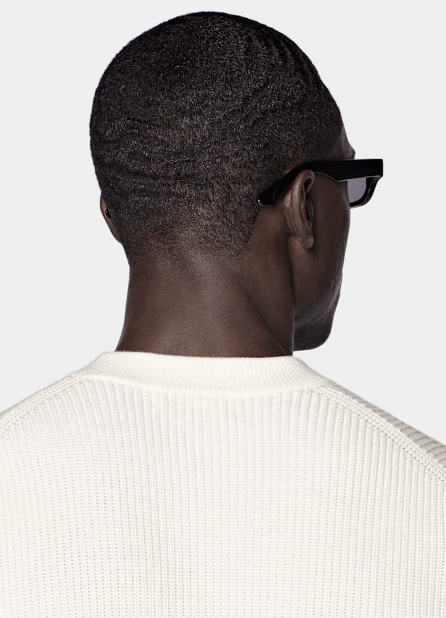 SUITSUPPLY Pure Cotton Off-White V-Neck