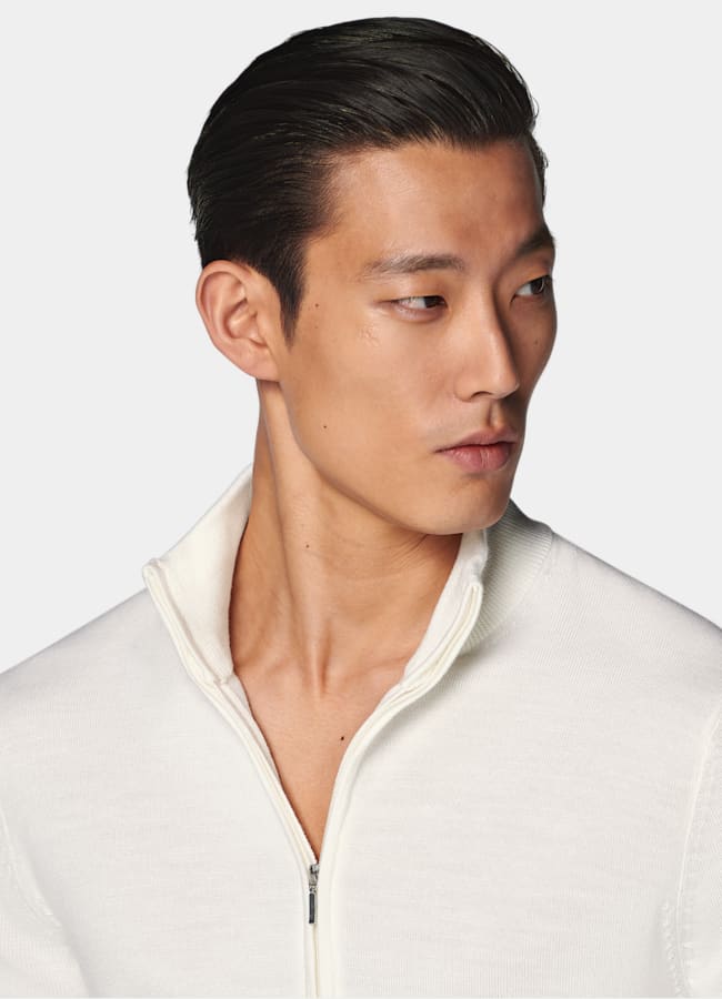 SUITSUPPLY Pura lana Color panna mezza zip