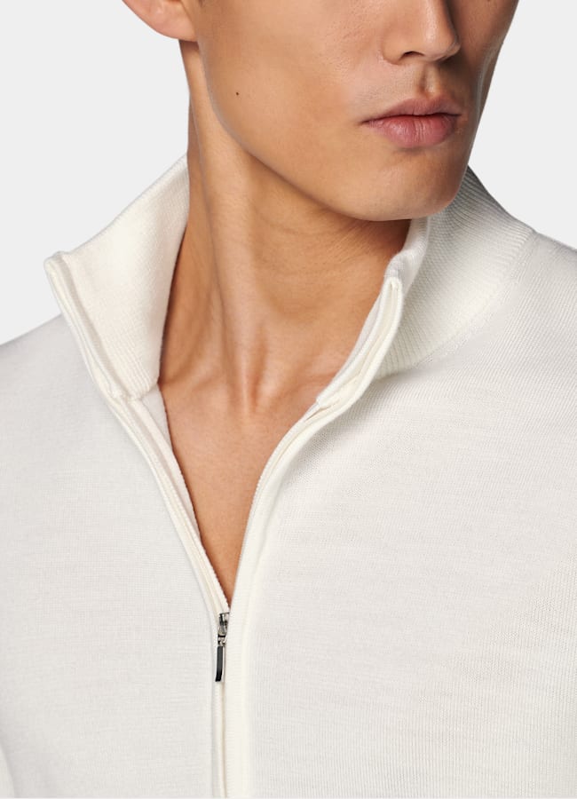 SUITSUPPLY Pura lana Color panna mezza zip