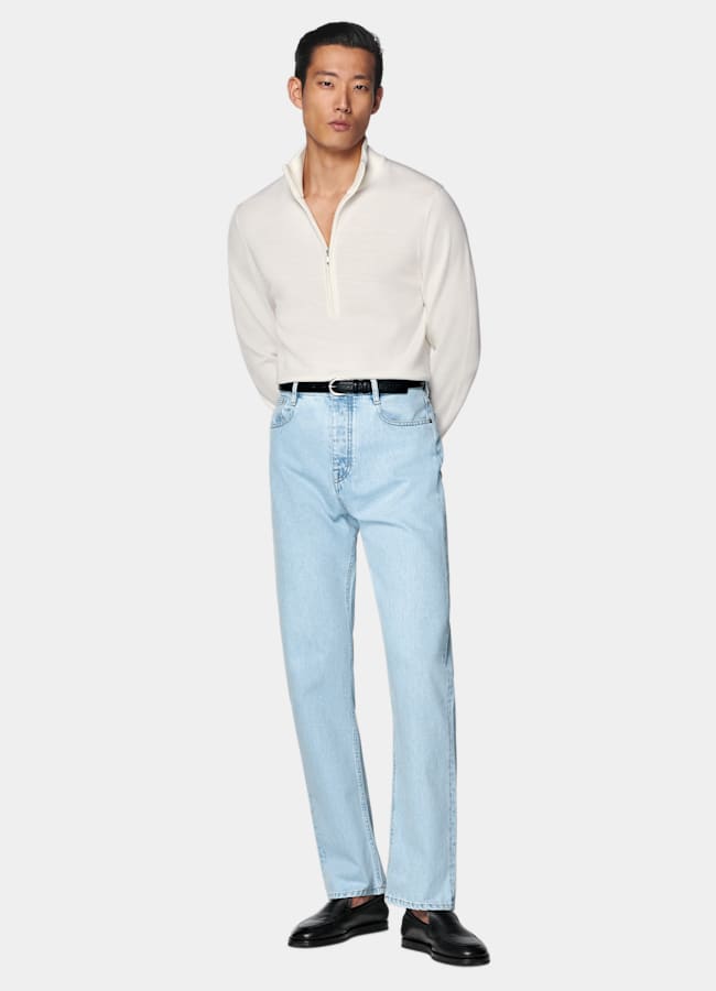 SUITSUPPLY Pura lana Color panna mezza zip