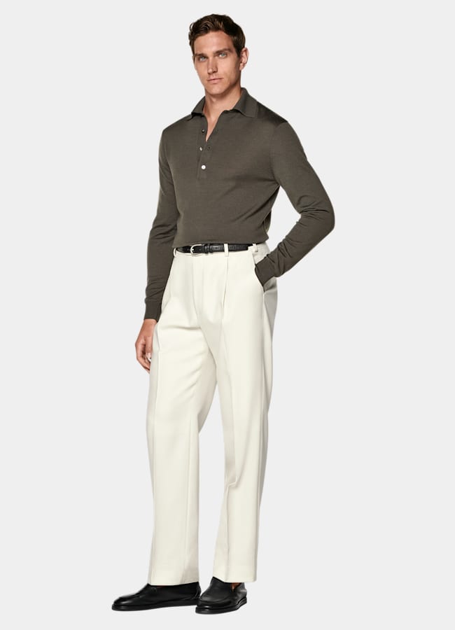 SUITSUPPLY Pure Wool Green Long Sleeve Polo