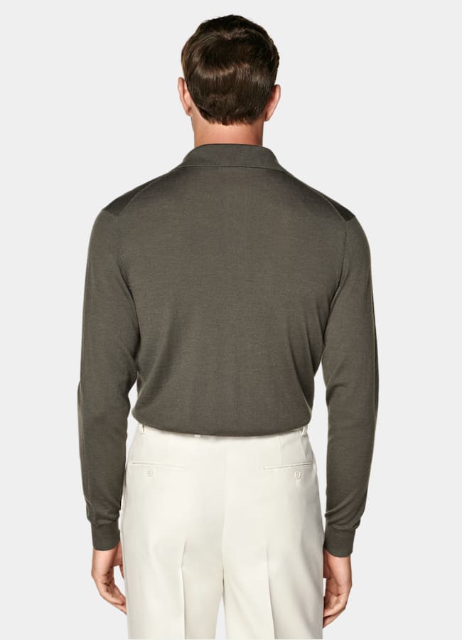 SUITSUPPLY Pure Wool Green Long Sleeve Polo