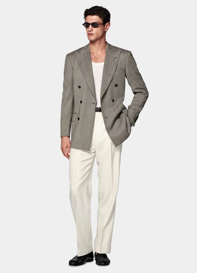 SUITSUPPLY Cotton Silk Off-White Ribbed Tank Top