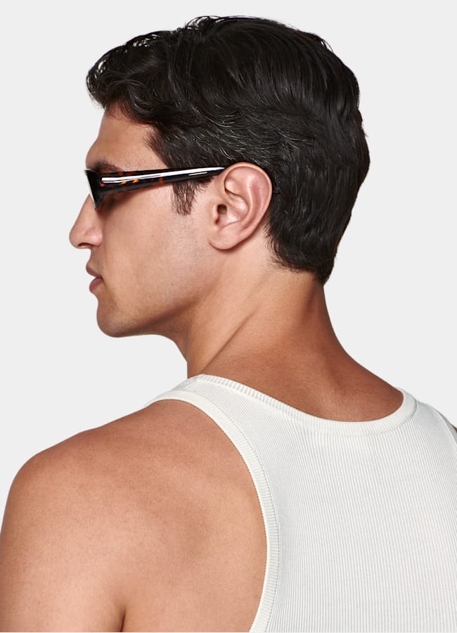 SUITSUPPLY Cotton Silk Off-White Ribbed Tank Top