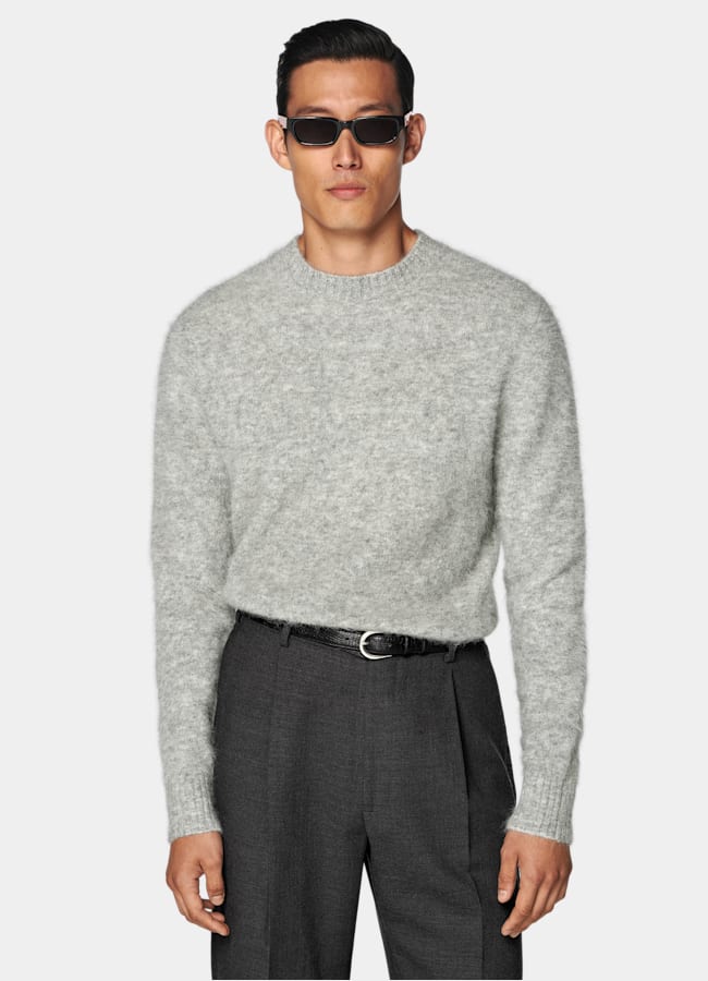 SUITSUPPLY Alpaca Blend Light Grey Crewneck