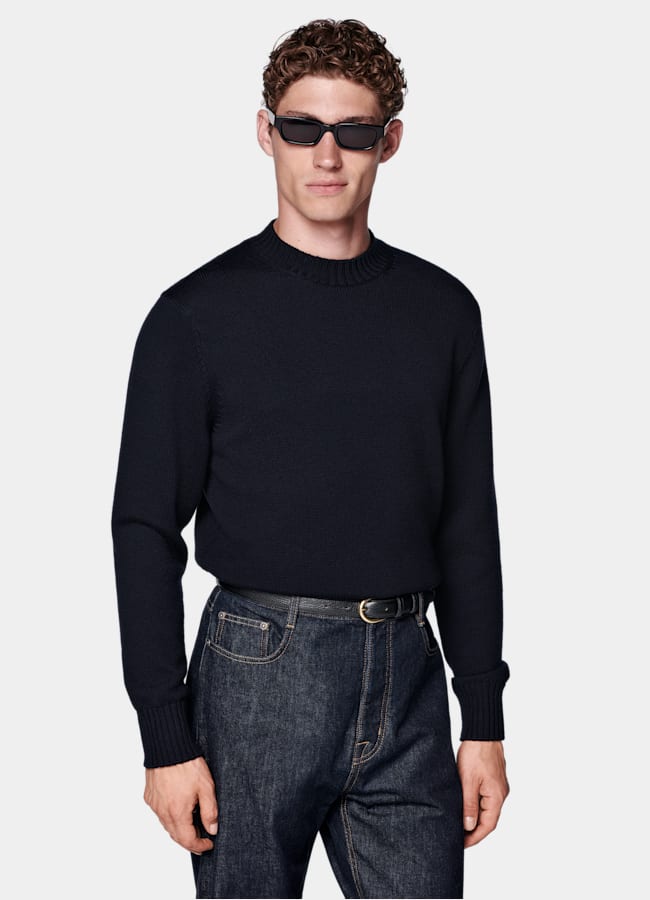 SUITSUPPLY Pure Wool Navy Crewneck
