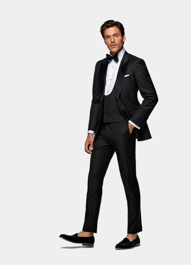 SUITSUPPLY Pure S110's Wool by Vitale Barberis Canonico, Italy Black Lazio Tuxedo