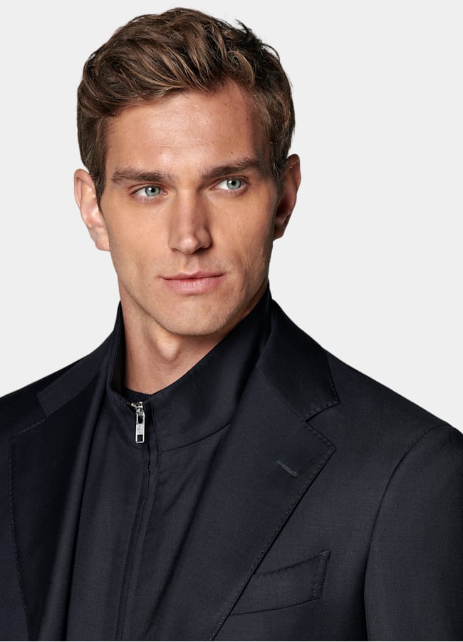 SUITSUPPLY All Season Pure S110's Wool by Vitale Barberis Canonico, Italy Navy Tailored Fit Havana Suit