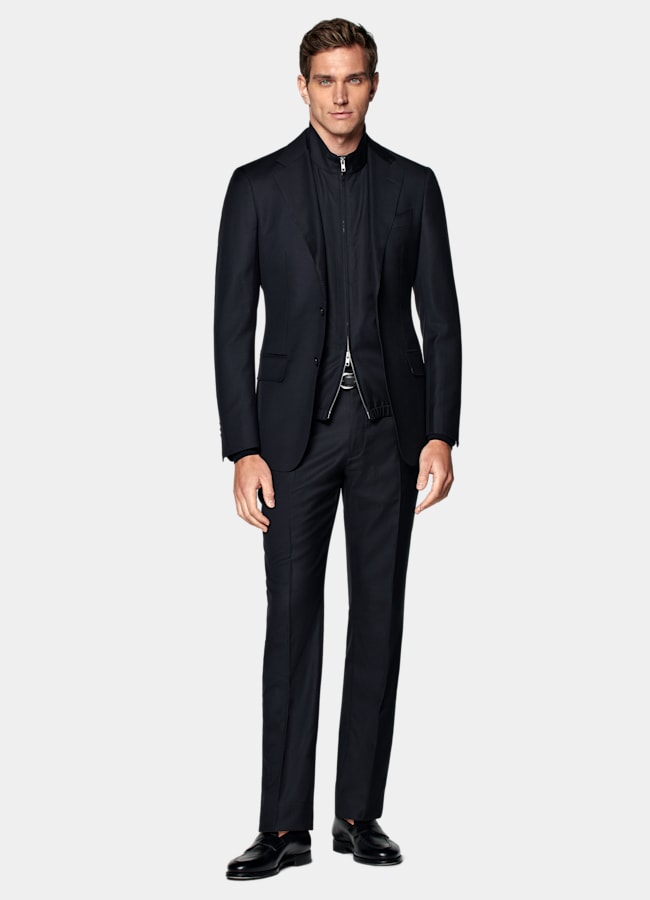 SUITSUPPLY All Season Pure S110's Wool by Vitale Barberis Canonico, Italy Navy Tailored Fit Havana Suit