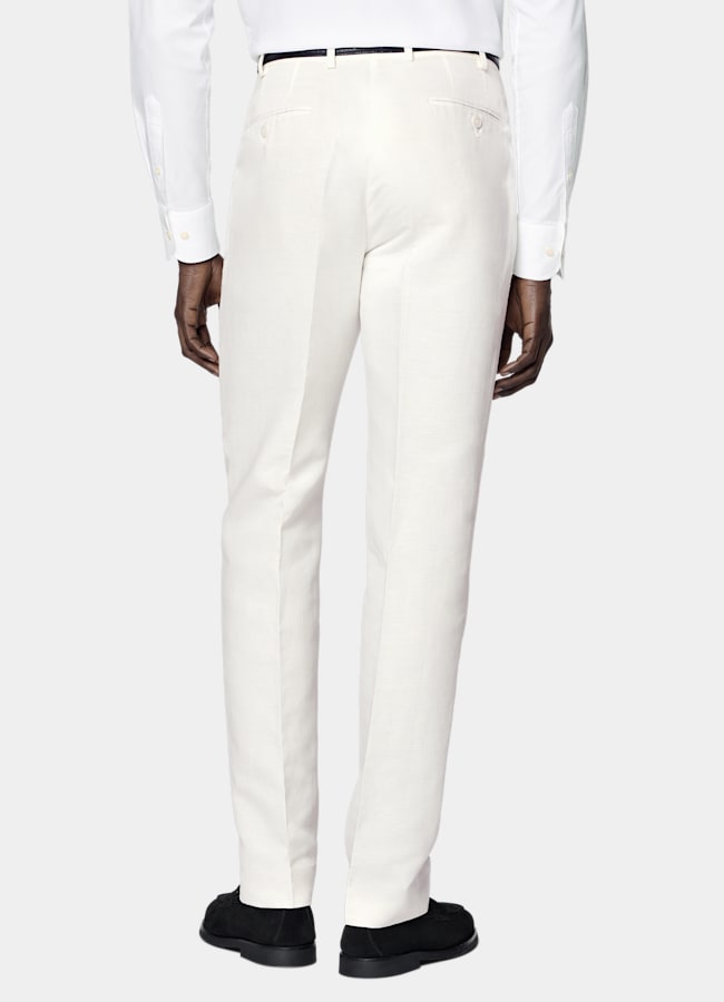 SUITSUPPLY Summer Linen Cotton by Di Sondrio, Italy Off-White Tailored Fit Havana Suit