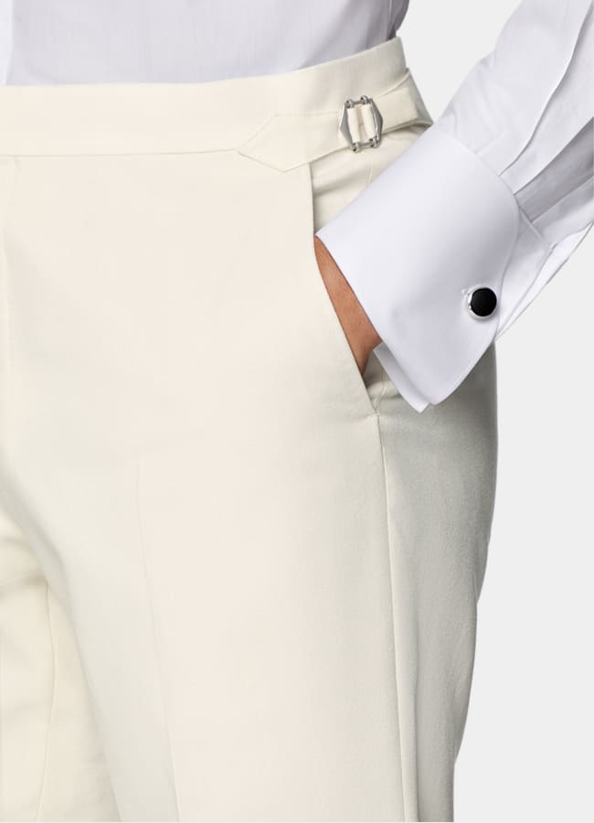 SUITSUPPLY All Season Lana de 4 cabos sin arrugas de Rogna, Italia Esmoquin Havana color crudo corte Tailored