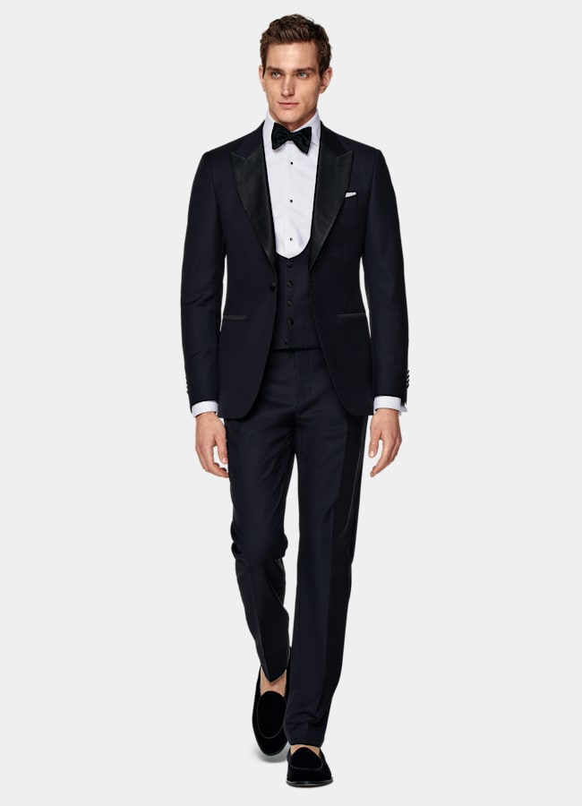 SUITSUPPLY All season Pura lana S110's - Vitale Barberis Canonico, Italia  Smoking Lazio tre pezzi blu navy tailored fit