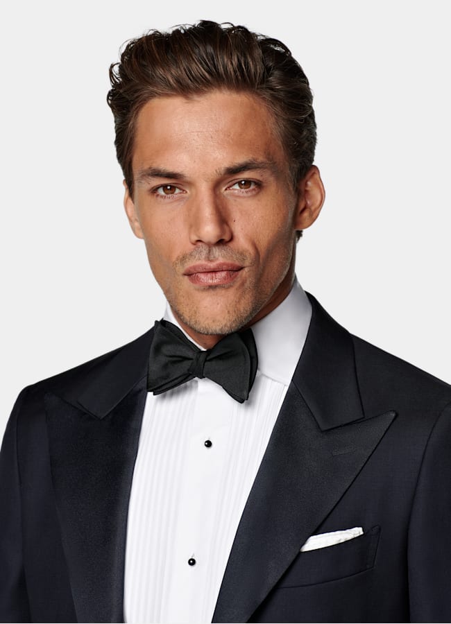 SUITSUPPLY All Season Pure S110's Wool by Vitale Barberis Canonico, Italy Navy Three-Piece Tailored Fit Havana Tuxedo