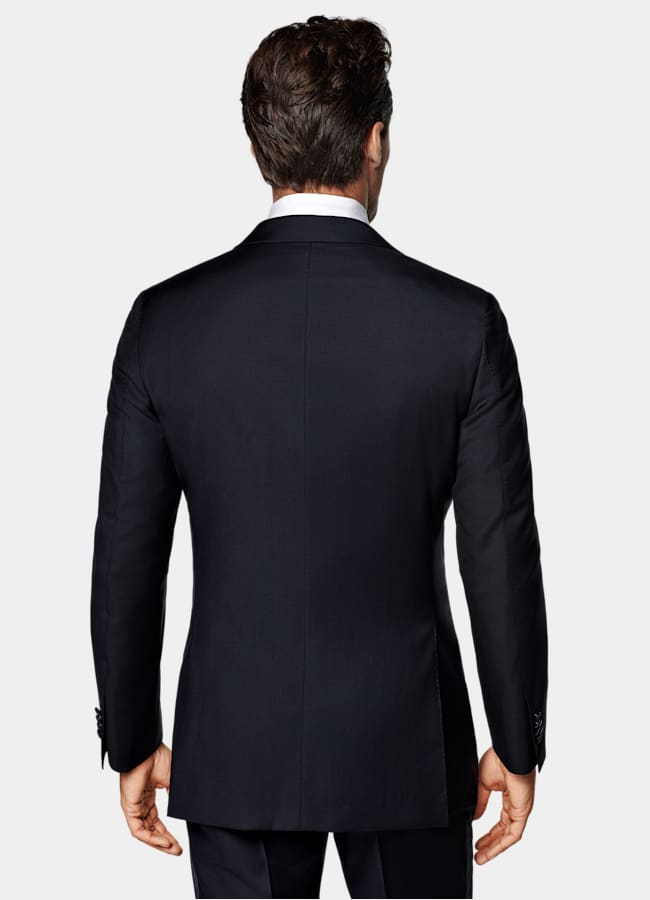 SUITSUPPLY All Season Pure S110's Wool by Vitale Barberis Canonico, Italy Navy Three-Piece Tailored Fit Havana Tuxedo