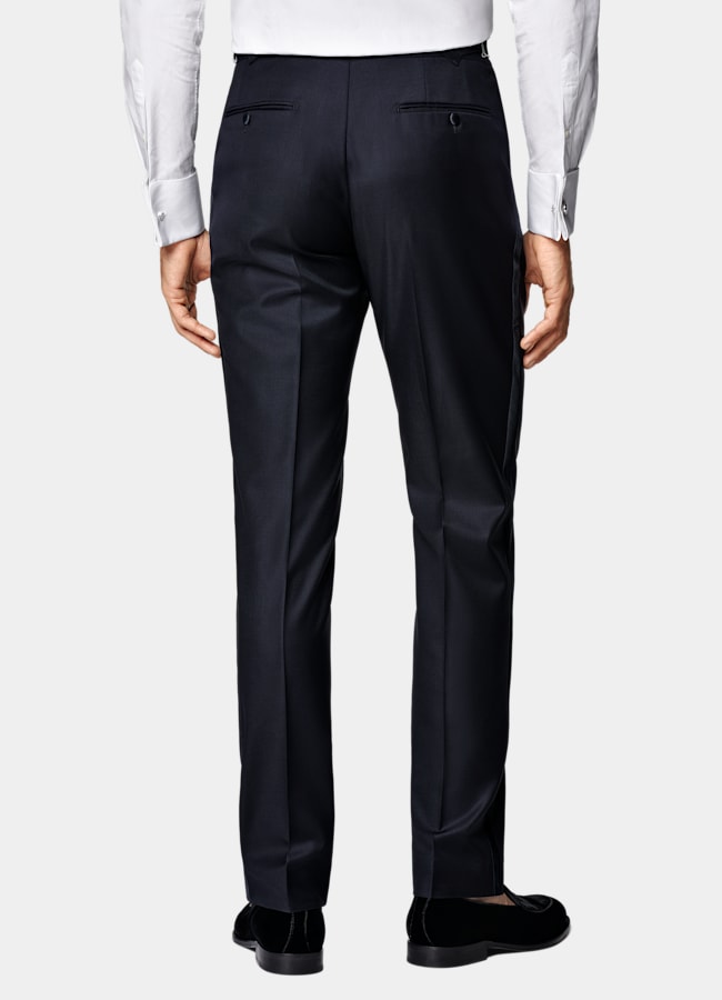 SUITSUPPLY All Season Pure S110's Wool by Vitale Barberis Canonico, Italy Navy Three-Piece Tailored Fit Havana Tuxedo