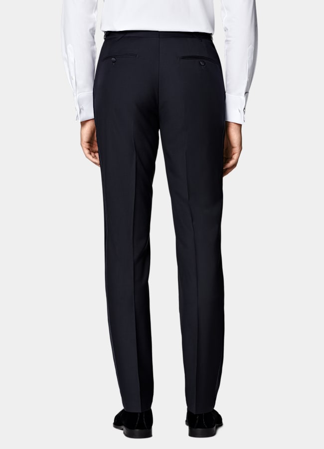 SUITSUPPLY All Season Pure S110's Wool by Vitale Barberis Canonico, Italy Navy Three-Piece Tailored Fit Havana Tuxedo