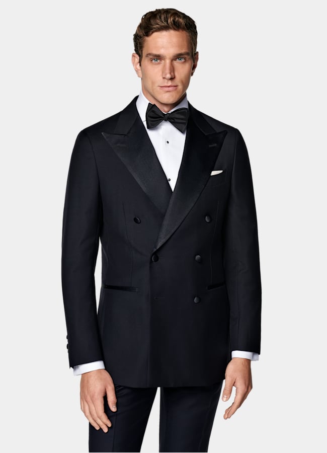 SUITSUPPLY All Season Pure S110's Wool by Vitale Barberis Canonico, Italy Navy Tailored Fit Havana Tuxedo