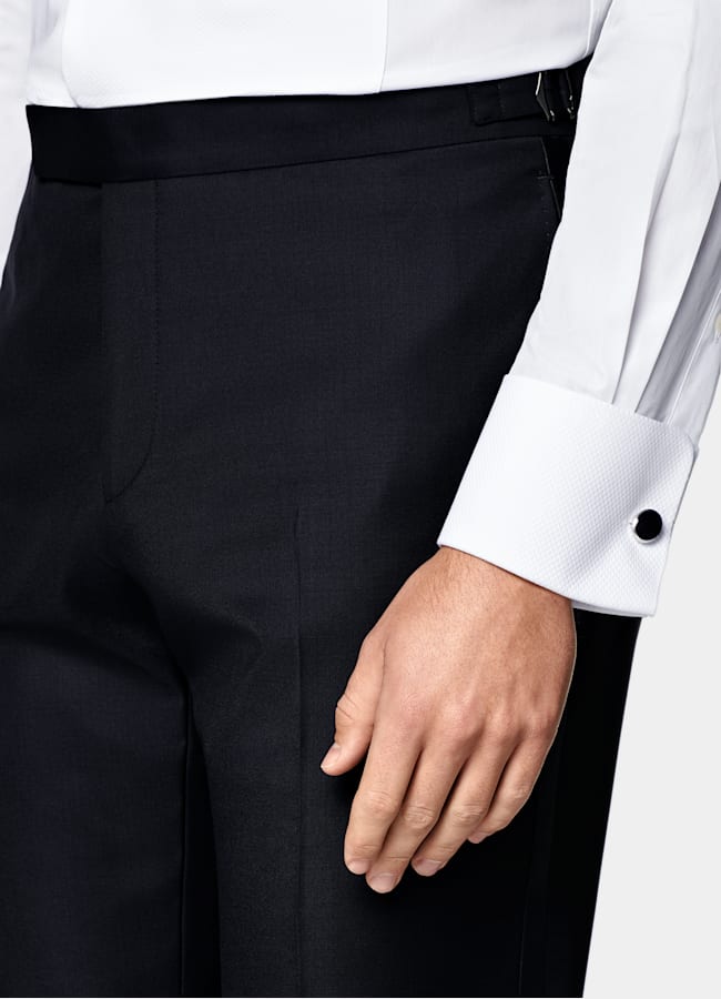 SUITSUPPLY All Season Pure S110's Wool by Vitale Barberis Canonico, Italy Navy Tailored Fit Havana Tuxedo