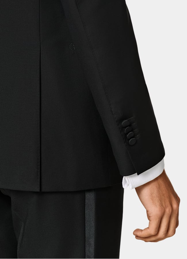 SUITSUPPLY All season Pure laine S110 par Vitale Barberis Canonico, Italie Smoking Lazio trois pièces coupe Tailored noir