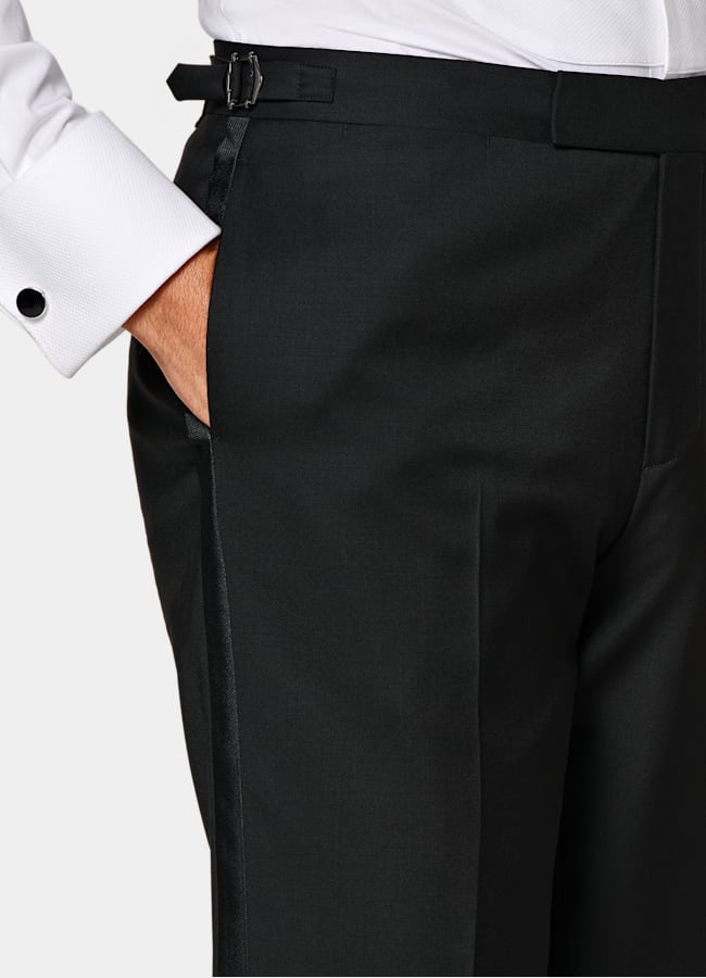 SUITSUPPLY All season Pure laine S110 par Vitale Barberis Canonico, Italie Smoking Lazio trois pièces coupe Tailored noir