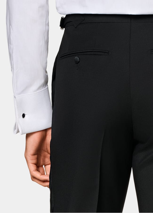 SUITSUPPLY All season Pure laine S110 par Vitale Barberis Canonico, Italie Smoking Lazio trois pièces coupe Tailored noir