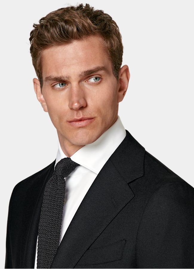 SUITSUPPLY Wrinkle-Free 4-Ply Wool by Rogna, Italy Black Havana Suit