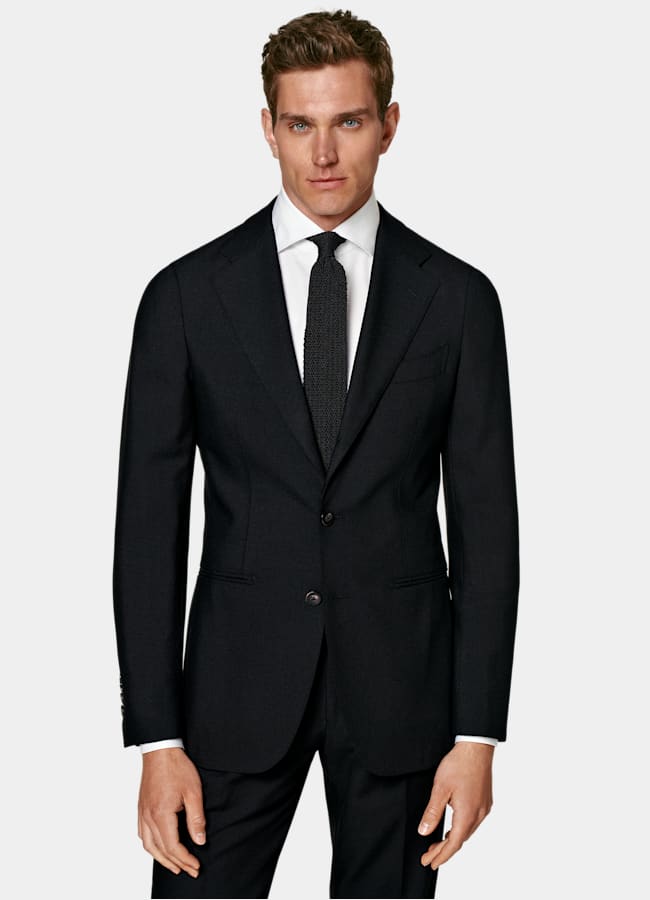 SUITSUPPLY Wrinkle-Free 4-Ply Wool by Rogna, Italy Black Havana Suit