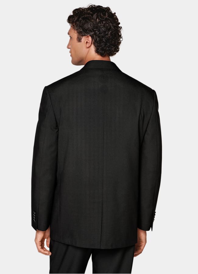 SUITSUPPLY All Season Wrinkle-Free 4-Ply Wool by Rogna, Italy Black Relaxed Fit Roma Suit