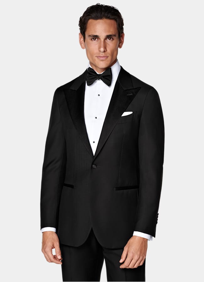 SUITSUPPLY All Season Pure S110's Wool by Vitale Barberis Canonico, Italy Black Tailored Fit Havana Tuxedo