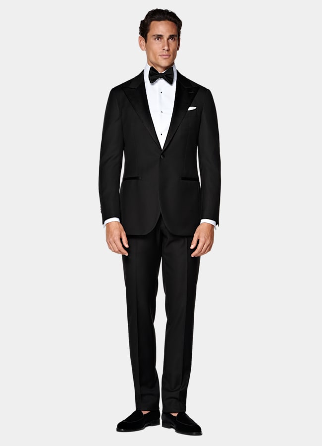 SUITSUPPLY All Season Pure S110's Wool by Vitale Barberis Canonico, Italy Black Tailored Fit Havana Tuxedo