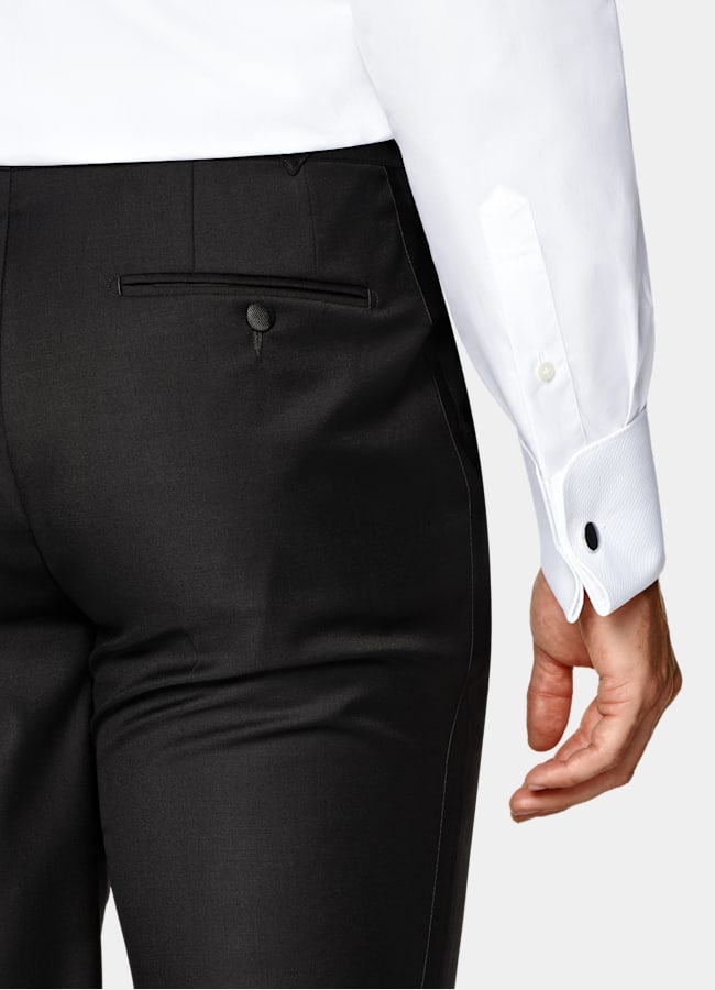 SUITSUPPLY All Season Pure S110's Wool by Vitale Barberis Canonico, Italy Black Tailored Fit Havana Tuxedo