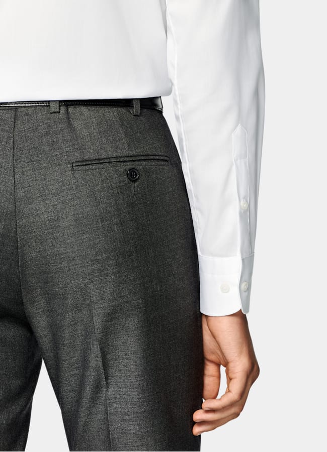 SUITSUPPLY All Season Pura lana S110s de Vitale Barberis Canonico, Italia Traje Havana gris oscuro corte Tailored