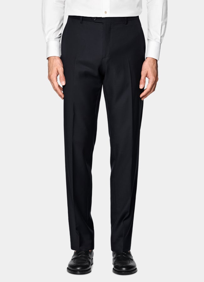 SUITSUPPLY All Season Pure S110's Wool by Vitale Barberis Canonico, Italy Navy Three-Piece Tailored Fit Havana Suit