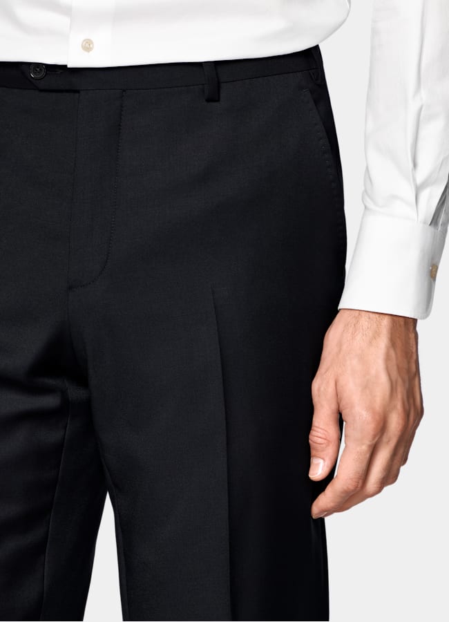 SUITSUPPLY All Season Pure S110's Wool by Vitale Barberis Canonico, Italy Navy Three-Piece Tailored Fit Havana Suit