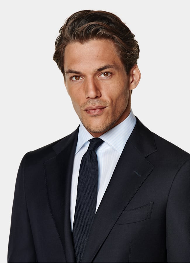 SUITSUPPLY All season Reine Schurwolle S110's von Vitale Barberis Canonico, Italien Havana Anzug navy Tailored Fit