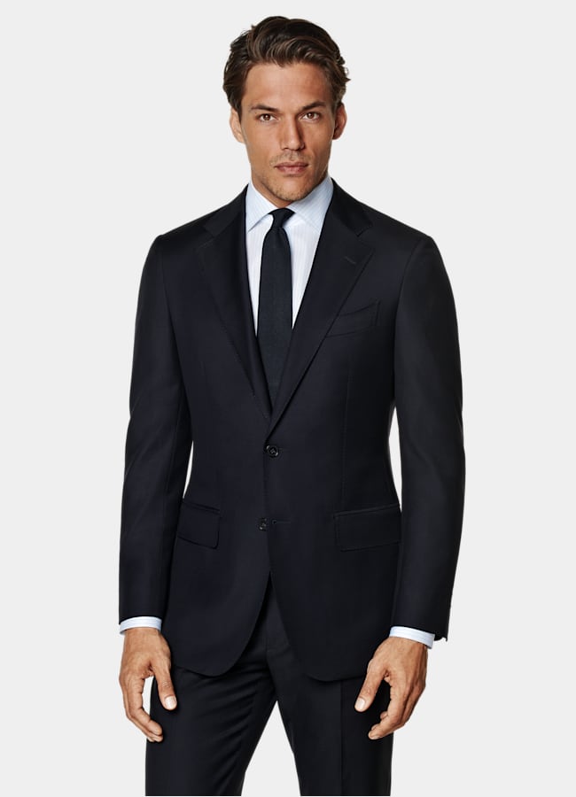 SUITSUPPLY All season Reine Schurwolle S110's von Vitale Barberis Canonico, Italien Havana Anzug navy Tailored Fit