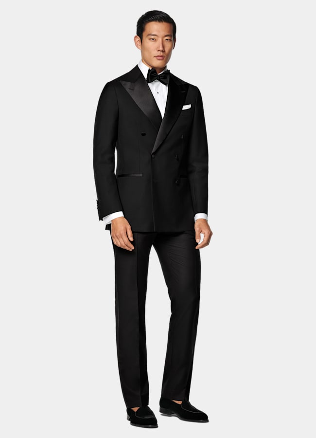 SUITSUPPLY All Season Pure S110's Wool by Vitale Barberis Canonico, Italy Black Tailored Fit Havana Tuxedo