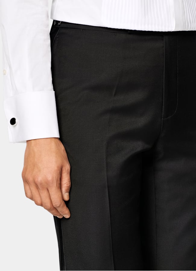 SUITSUPPLY All Season Pure S110's Wool by Vitale Barberis Canonico, Italy Black Tailored Fit Havana Tuxedo