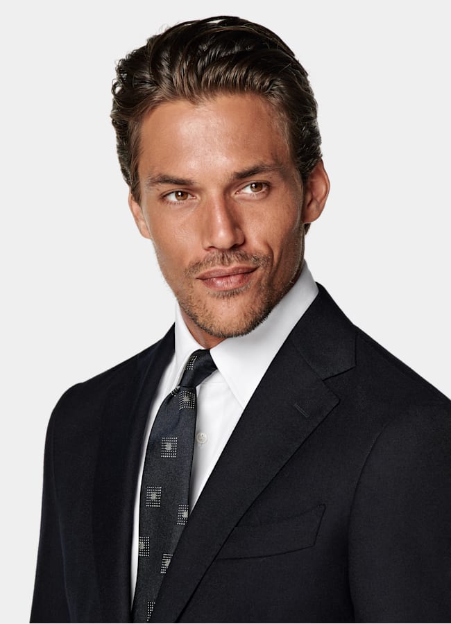 SUITSUPPLY Winter Pure S120's Flannel Wool by Vitale Barberis Canonico, Italy Navy Tailored Fit Havana Suit