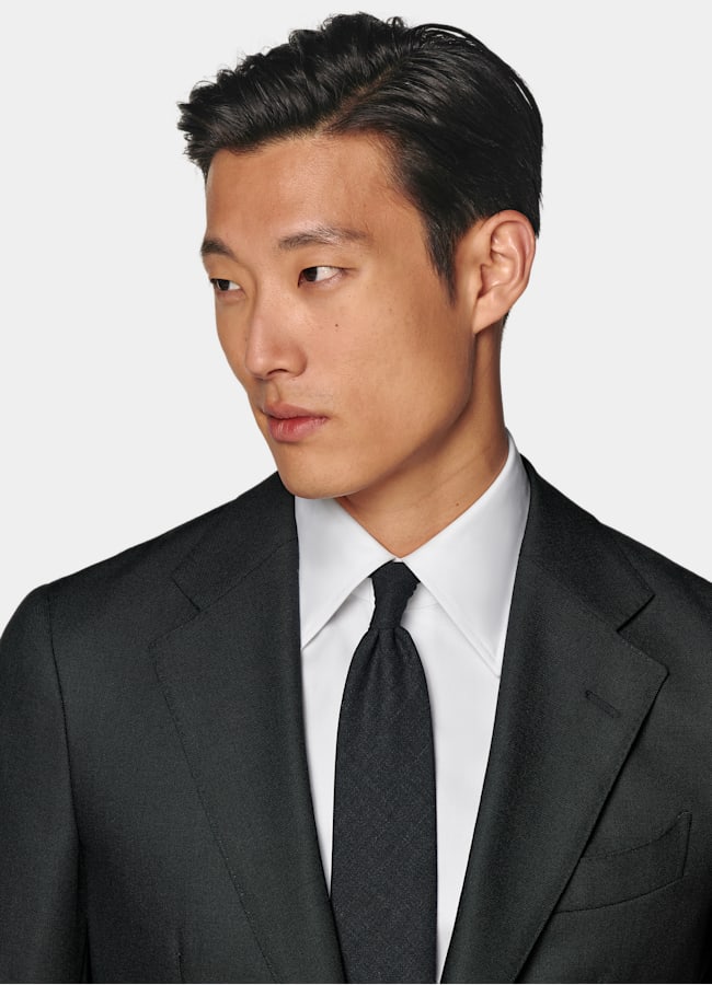 SUITSUPPLY All Season Wrinkle-Free 4-Ply Wool by Rogna, Italy Dark Green Tailored Fit Havana Suit