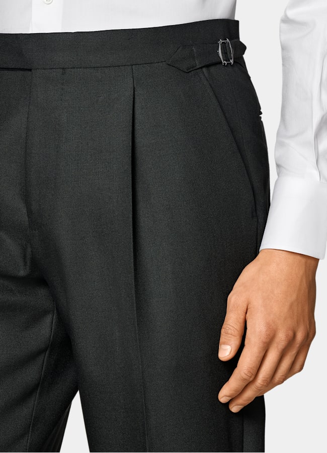 SUITSUPPLY All Season Wrinkle-Free 4-Ply Wool by Rogna, Italy Dark Green Tailored Fit Havana Suit