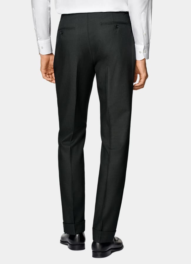 SUITSUPPLY All Season Wrinkle-Free 4-Ply Wool by Rogna, Italy Dark Green Tailored Fit Havana Suit