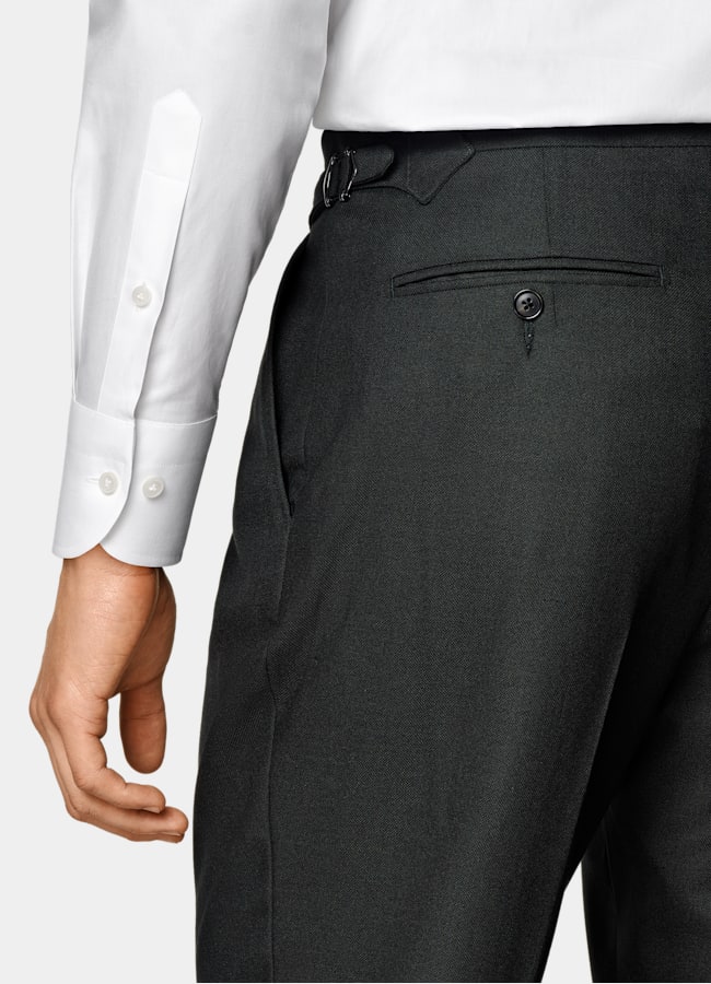 SUITSUPPLY All Season Wrinkle-Free 4-Ply Wool by Rogna, Italy Dark Green Tailored Fit Havana Suit