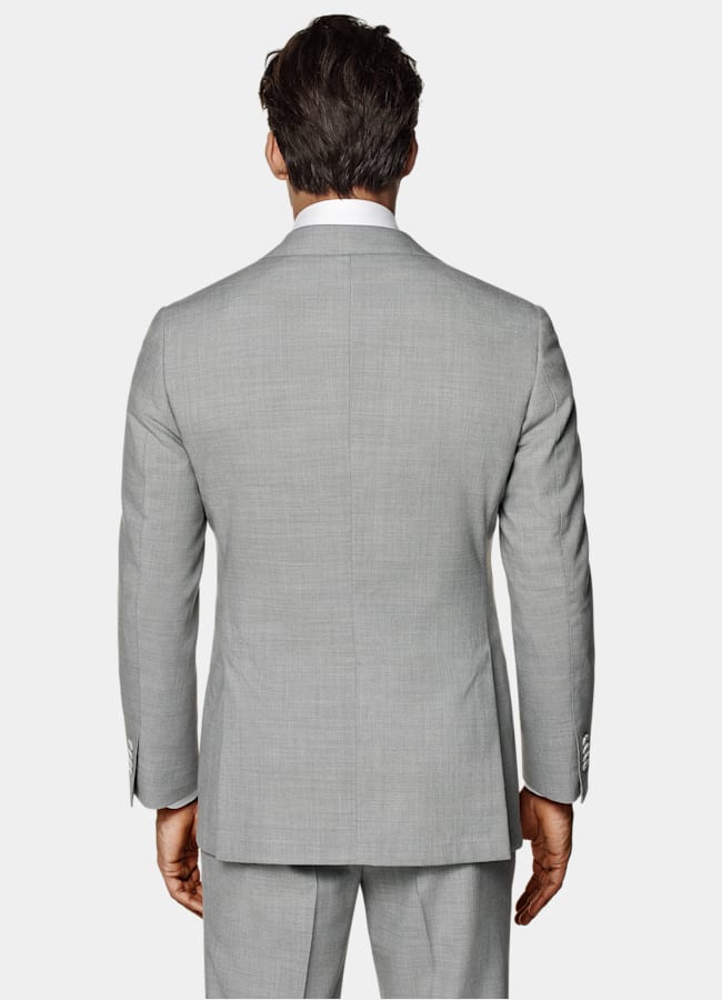 SUITSUPPLY All Season Wrinkle-Free 4-Ply Wool by Rogna, Italy Light Grey Tailored Fit Havana Suit