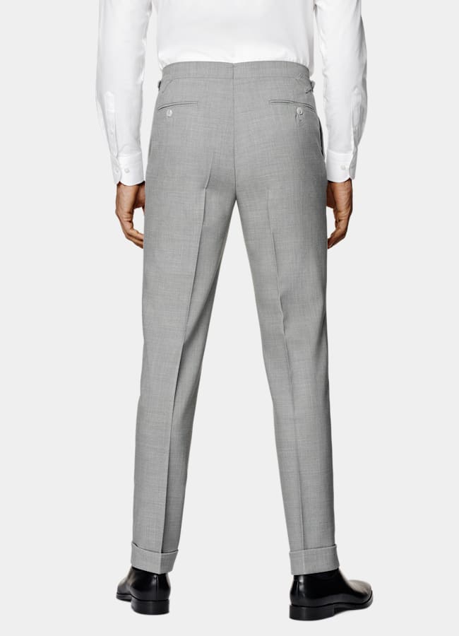 SUITSUPPLY All Season Wrinkle-Free 4-Ply Wool by Rogna, Italy Light Grey Tailored Fit Havana Suit