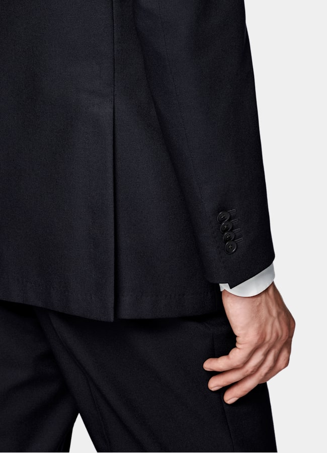 SUITSUPPLY All Season Lana de 4 cabos sin arrugas de Rogna, Italia Traje Havana azul marino corte Tailored