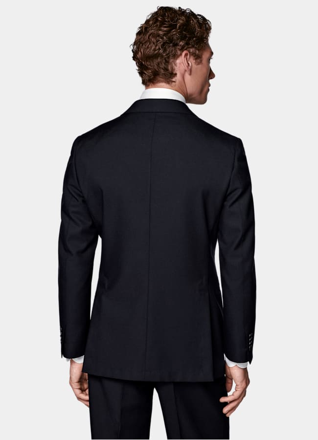 SUITSUPPLY All Season Lana de 4 cabos sin arrugas de Rogna, Italia Traje Havana azul marino corte Tailored