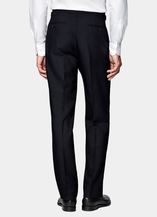 SUITSUPPLY All Season Lana de 4 cabos sin arrugas de Rogna, Italia Traje Havana azul marino corte Tailored