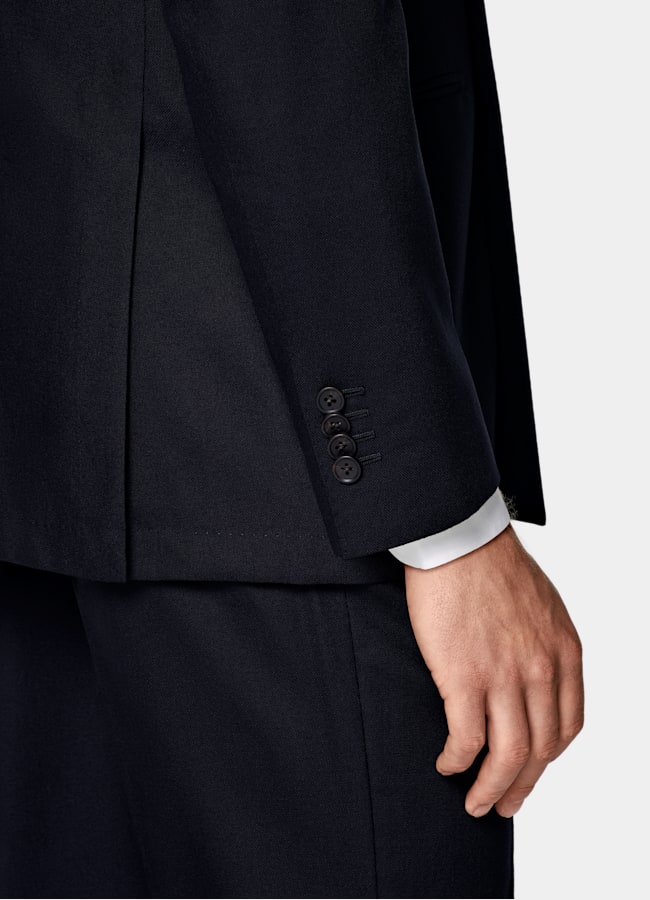 SUITSUPPLY All season Knitterfreie 4fach-Schurwolle von Rogna, Italien Havana Anzug navy Tailored Fit